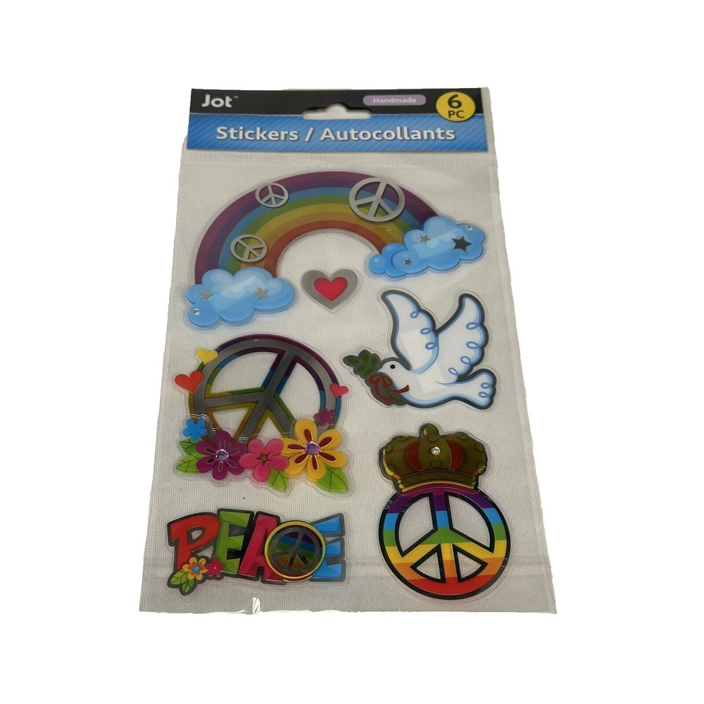JOT 6 stickers crafts scrapbook art RAINBOW PEACE DOVE